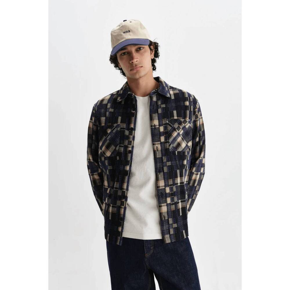 NEW WAX LONDON whiting overshirt in glitch check